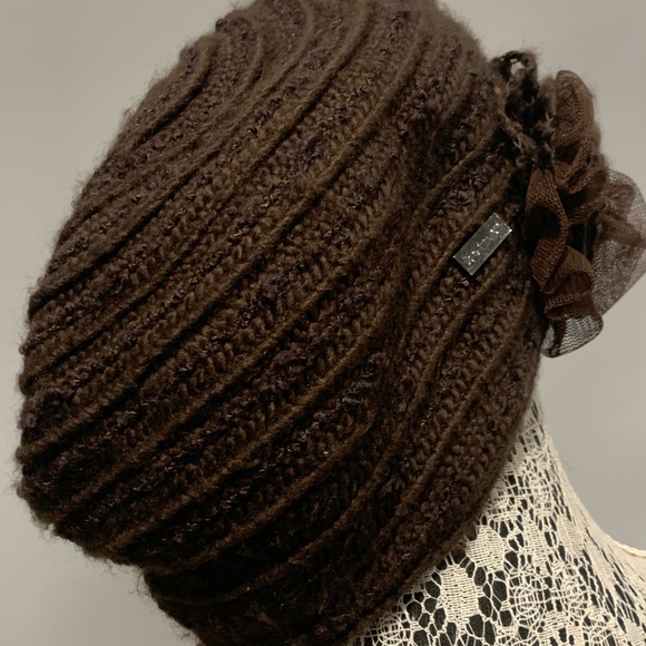 Betmar Brown Knit Hat with Rosette - Picture 4 of 10